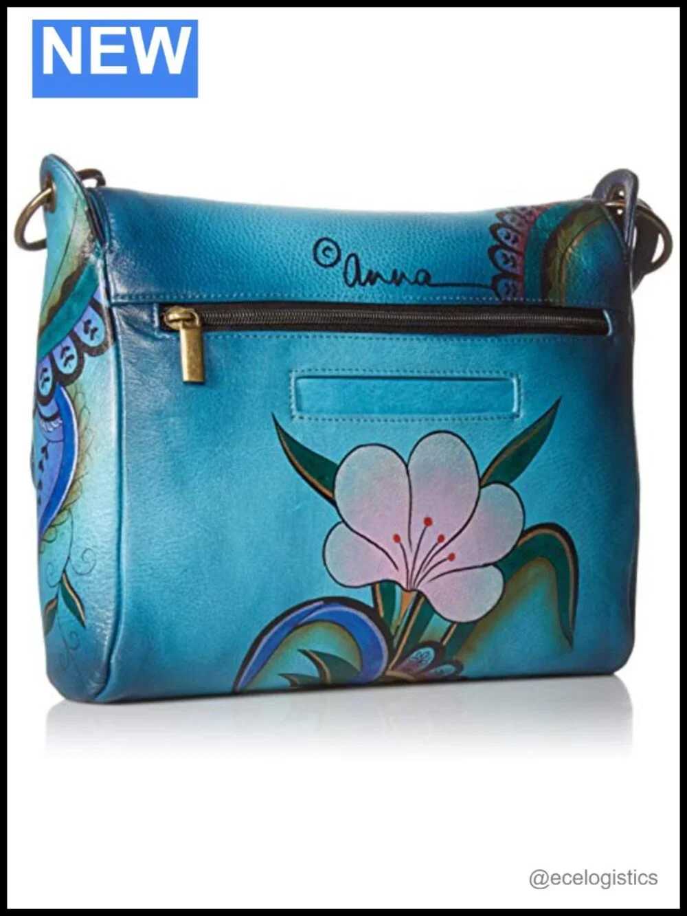 Genuine Leather Hand Painted Flap Messenger Shoulder Bag